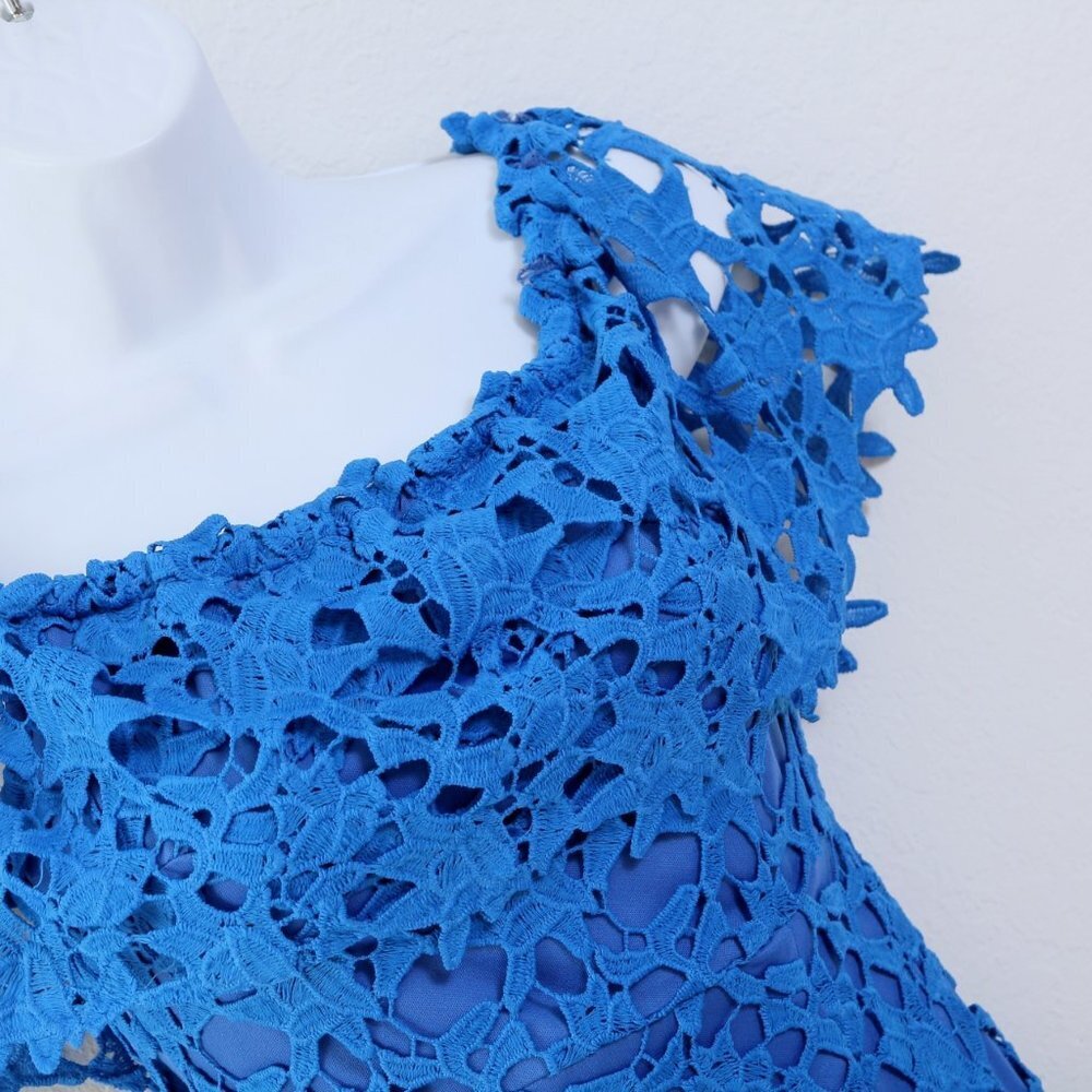 Lulu's Genevieve Royal Blue Off the Shoulder Lace Mini Dress - Picture 6 of 13